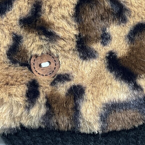 Britt's Knits Leopard Print Convertible Mittens Plush Vegan Fur Gloves - OS - Picture 4 of 7